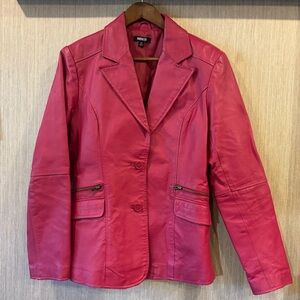 Hot Pink Genuine Leather Jacket by MetroStyle, Great Condition, Women’s Size 12T
